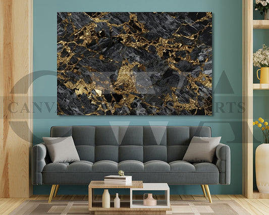 Gold and Black Marble Canvas Wall Art
