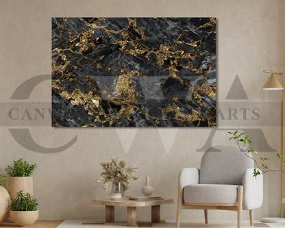 Gold and Black Marble Canvas Wall Art
