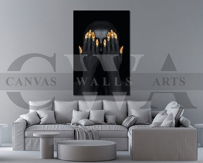 Gold and Black Woman Canvas Wall Art African Girl Art
