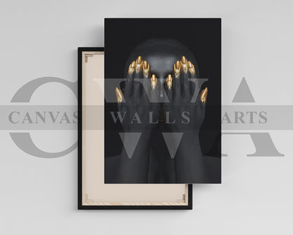 Gold and Black Woman Canvas Wall Art African Girl Art
