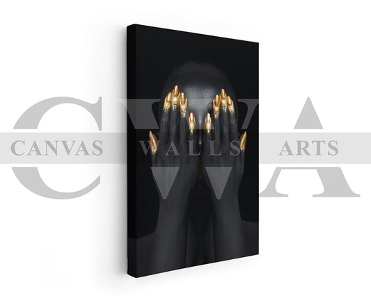 Gold and Black Woman Canvas Wall Art African Girl Art