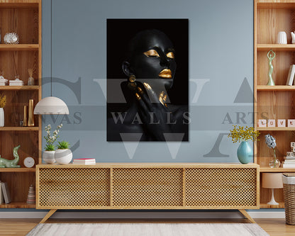 Gold and Black Woman Canvas Wall Art