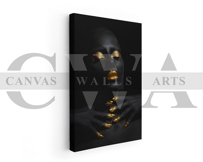 Gold and Black Woman Canvas Wall Art Canvas Frame Ready To Hang