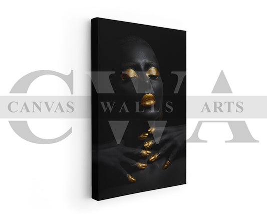 Gold and Black Woman Canvas Wall Art Canvas Frame Ready To Hang
