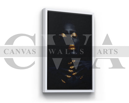 Gold and Black Woman Canvas Wall Art Canvas Frame Ready To Hang