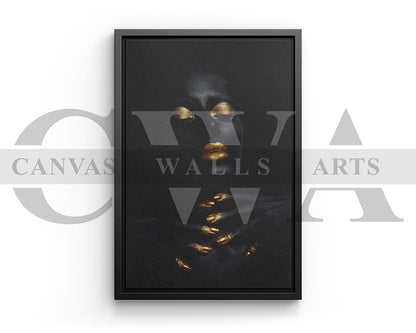 Gold and Black Woman Canvas Wall Art Canvas Frame Ready To Hang
