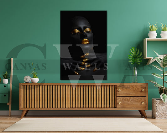 Gold and Black Woman Canvas Wall Art Canvas Frame Ready To Hang