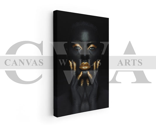 Gold and Black Woman Canvas Wall Art African Poster Print
