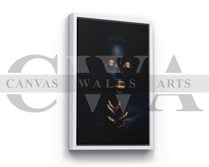 Gold and Black Woman Canvas Wall Art African Girl Art