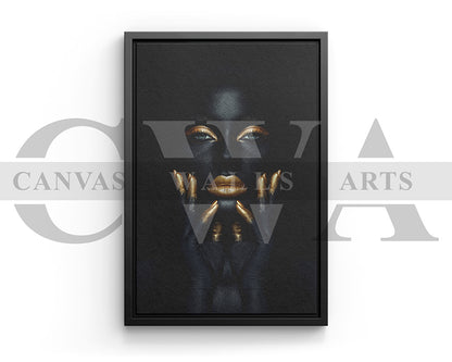 Gold and Black Woman Canvas Wall Art African Poster Print