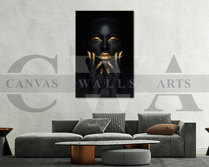 Gold and Black Woman Canvas Wall Art African Poster Print