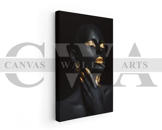 Gold and Black Woman Canvas Wall Art