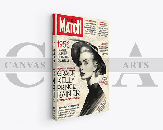 Grace Kelly Paris Match Canvas Wall Art