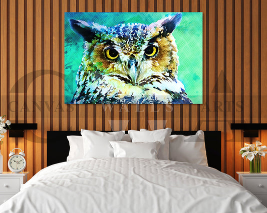 Great Horned Owl Canvas Wall Art Bird Poster Print