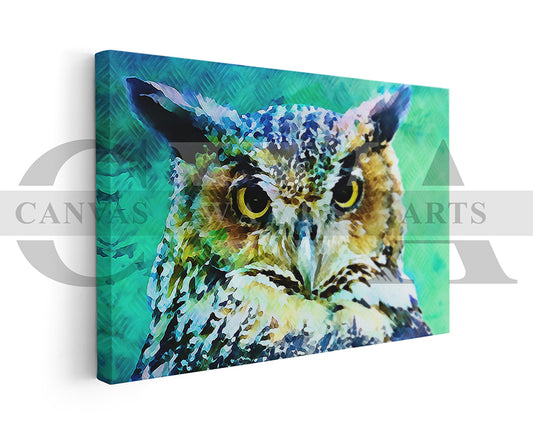 Great Horned Owl Canvas Wall Art Bird Poster Print