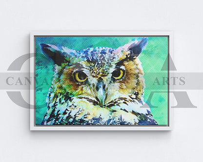 Great Horned Owl Canvas Wall Art Bird Poster Print