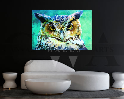 Great Horned Owl Canvas Wall Art Bird Poster Print
