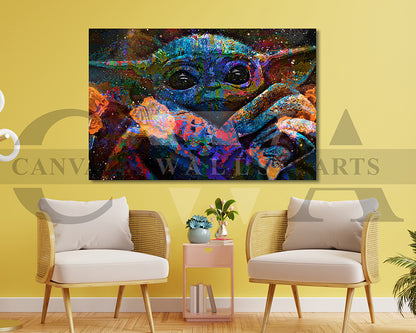 Grogu Canvas Wall Art Abstract Movie Poster Print
