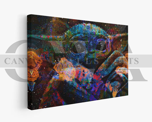 Grogu Canvas Wall Art Abstract Movie Poster Print