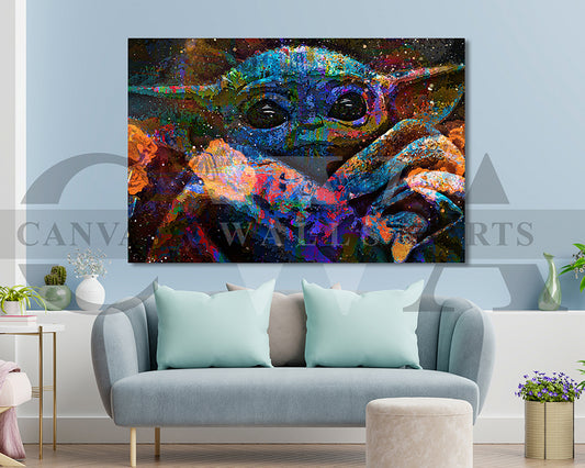 Grogu Canvas Wall Art Abstract Movie Poster Print