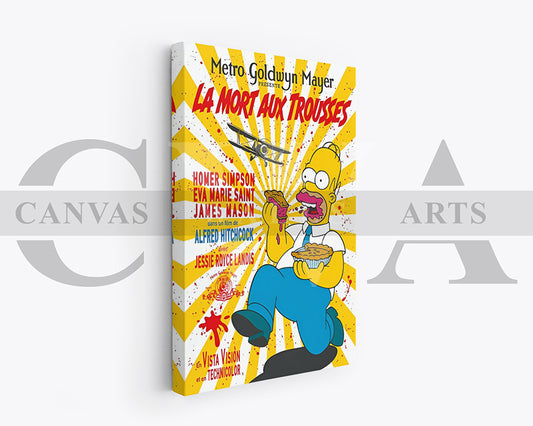Homer Simpson La Mort Aux Trousses Canvas Wall Art