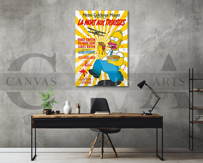 Homer Simpson La Mort Aux Trousses Canvas Wall Art