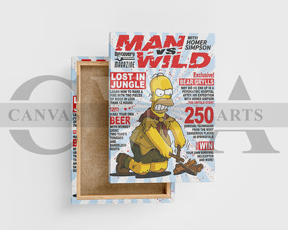 Homer Simpson Man VS Wild Canvas Wall Art