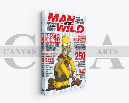 Homer Simpson Man VS Wild Canvas Wall Art