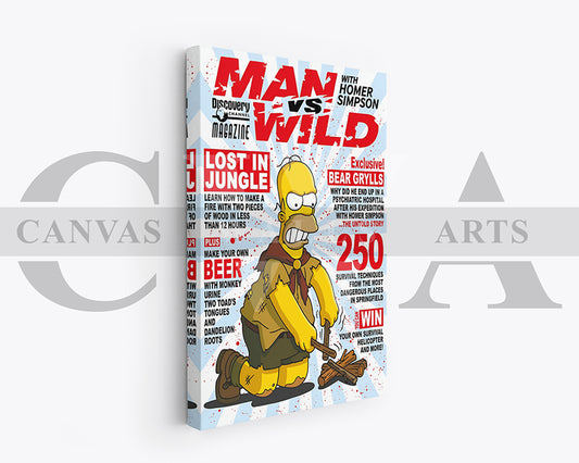 Homer Simpson Man VS Wild Canvas Wall Art