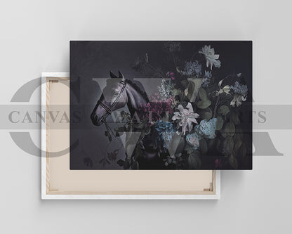 Horse with Flowers Canvas Wall Art