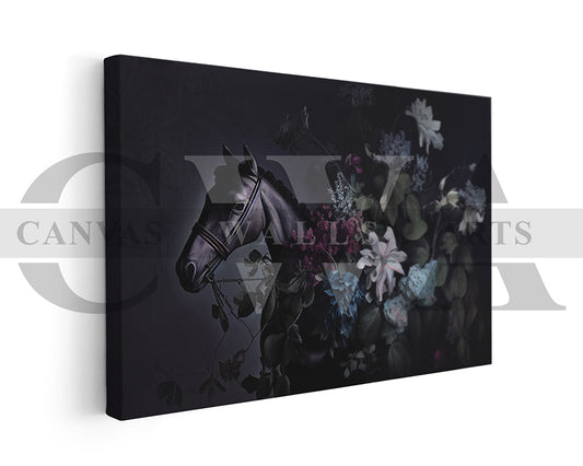 Horse with Flowers Canvas Wall Art