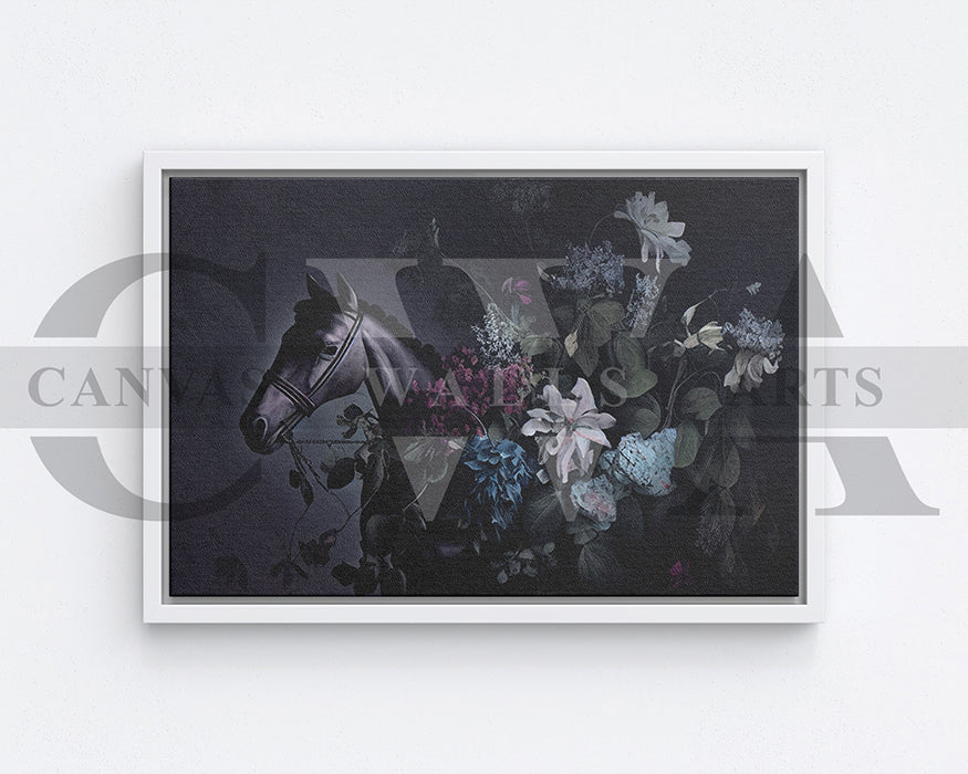 Horse with Flowers Canvas Wall Art