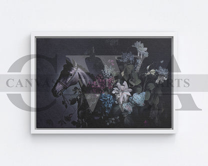 Horse with Flowers Canvas Wall Art