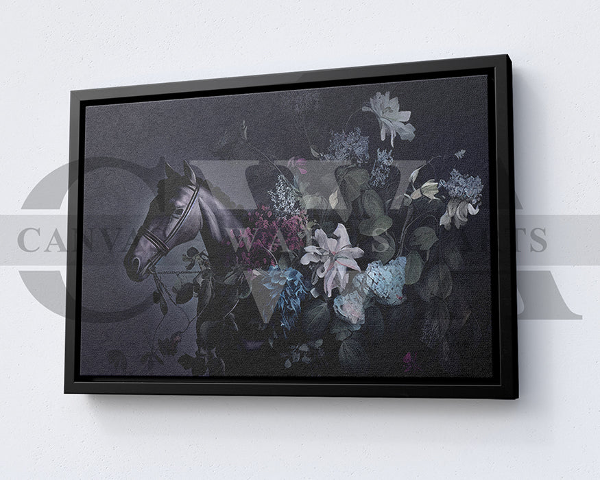 Horse with Flowers Canvas Wall Art