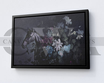 Horse with Flowers Canvas Wall Art