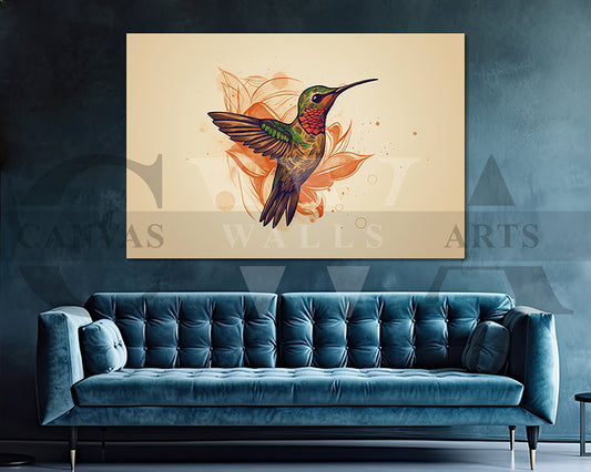 Hummingbirds Canvas Wall Art Bird Poster Print