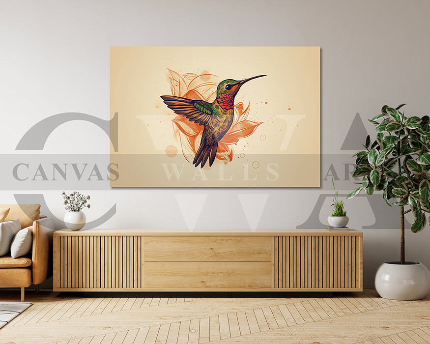 Hummingbirds Canvas Wall Art Bird Poster Print