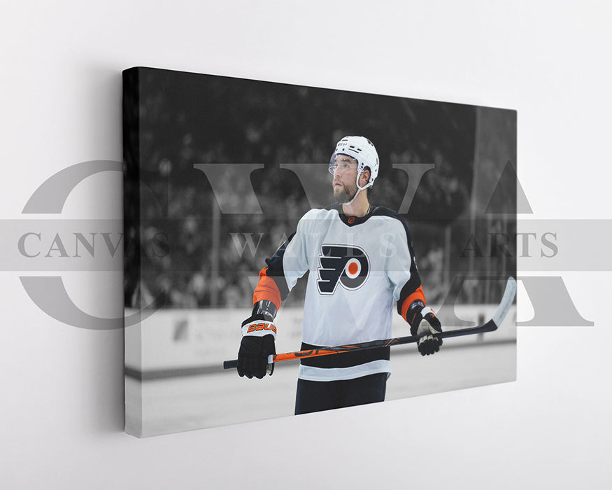 Ivan Provorov Black & White Canvas Art Ice hockey Canvas Wall Art