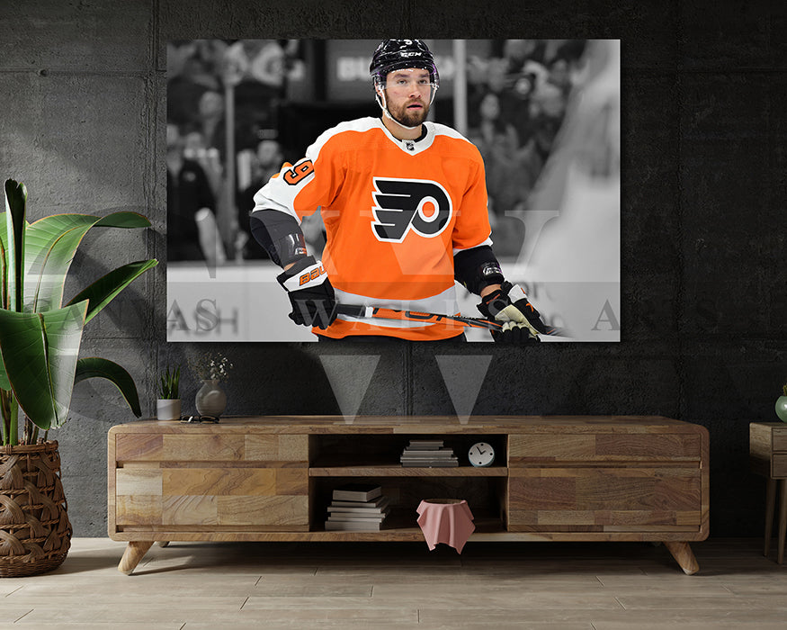 Ivan Provorov Black & White Canvas Art Ice hockey Canvas Wall Art