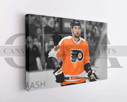 Ivan Provorov Black & White Canvas Art Ice hockey Canvas Wall Art