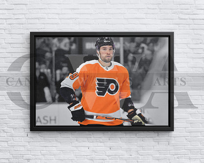 Ivan Provorov Black & White Canvas Art Ice hockey Canvas Wall Art