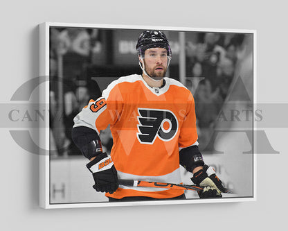 Ivan Provorov Black & White Canvas Art Ice hockey Canvas Wall Art