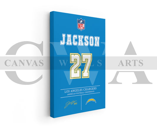J.C. Jackson Canvas Wall Art NFL Jersey Poster Sports Canvas Wall Art
