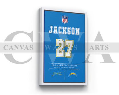 J.C. Jackson Canvas Wall Art NFL Jersey Poster Sports Canvas Wall Art