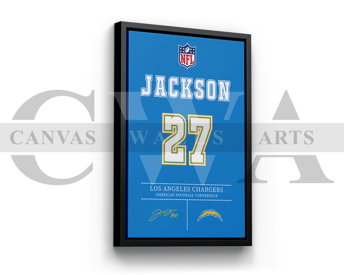 J.C. Jackson Canvas Wall Art NFL Jersey Poster Sports Canvas Wall Art