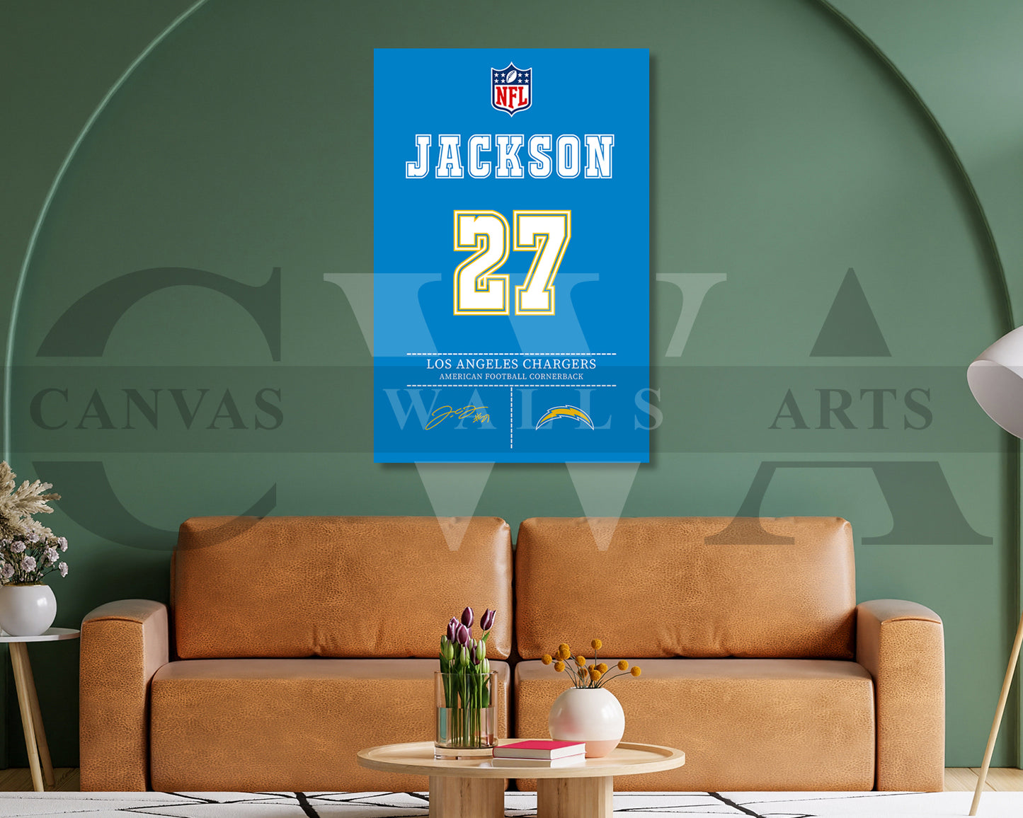 J.C. Jackson Canvas Wall Art NFL Jersey Poster Sports Canvas Wall Art