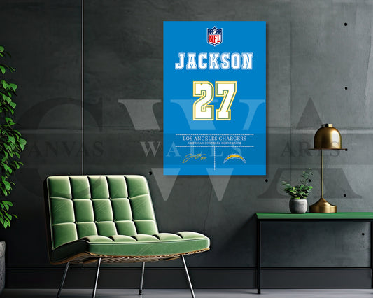 J.C. Jackson Canvas Wall Art NFL Jersey Poster Sports Canvas Wall Art