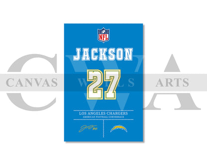 J.C. Jackson Canvas Wall Art NFL Jersey Poster Sports Canvas Wall Art