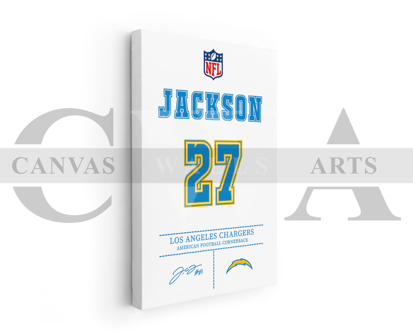 J.C. Jackson Canvas Wall Art NFL Jersey Poster American Football Sports Canvas Wall Art