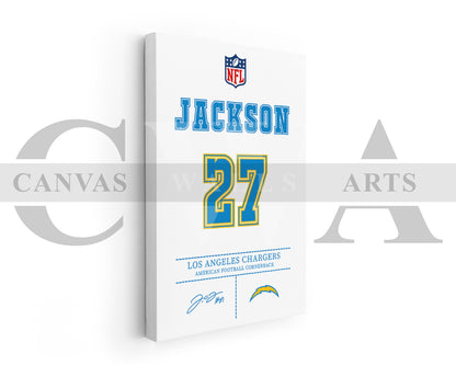 J.C. Jackson Canvas Wall Art NFL Jersey Poster American Football Sports Canvas Wall Art